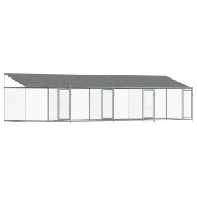 vidaXL Hundezwinger mit Dach und Türen Grau 8x2x2 m Verzinkter Stahl