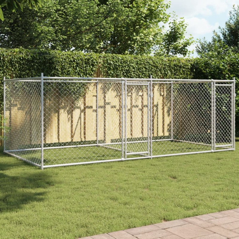 vidaXL Hundezwinger mit Türen Grau 4x2x1,5 m Verzinkter Stahl vidaXL Hundezwinger mit Türen Grau 4x2x1,5 m Verzinkter Stahl