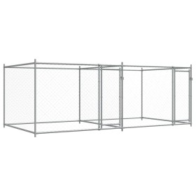 vidaXL Hundezwinger mit Türen Grau 4x2x1,5 m Verzinkter Stahl