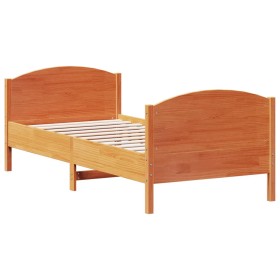 vidaXL Massivholzbett mit Kopfteil Wachsbraun 75x190 cm Kiefer