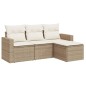 vidaXL 4-tlg. Garten-Sofagarnitur mit Kissen Beige Poly Rattan vidaXL 4-tlg. Garten-Sofagarnitur mit Kissen Beige Poly Rattan