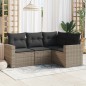 vidaXL 4-tlg. Garten-Sofagarnitur mit Kissen Grau Poly Rattan vidaXL 4-tlg. Garten-Sofagarnitur mit Kissen Grau Poly Rattan