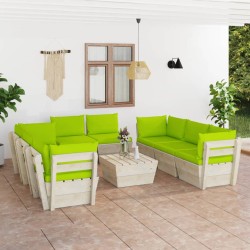 vidaXL 9-tlg. Garten-Sofagarnitur aus Paletten mit Kissen Fichtenholz 