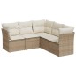 vidaXL 5-tlg. Garten-Sofagarnitur mit Kissen Beige Poly Rattan vidaXL 5-tlg. Garten-Sofagarnitur mit Kissen Beige Poly Rattan