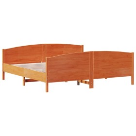 vidaXL Massivholzbett mit Kopfteil Wachsbraun 180x200 cm Kiefer