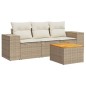 vidaXL 4-tlg. Garten-Sofagarnitur mit Kissen Beige Poly Rattan vidaXL 4-tlg. Garten-Sofagarnitur mit Kissen Beige Poly Rattan
