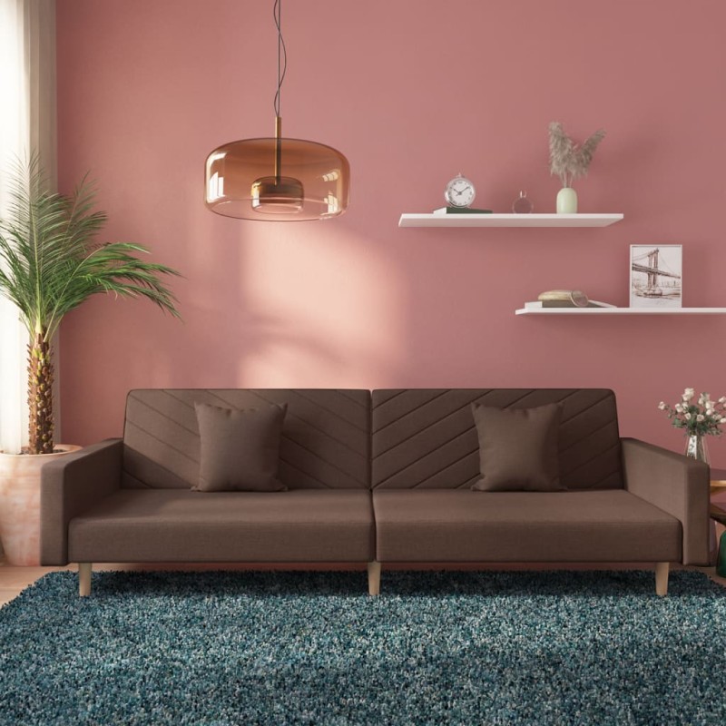 vidaXL Schlafsofa 2-Sitzer mit 2 Kissen Taupe Stoff vidaXL Schlafsofa 2-Sitzer mit 2 Kissen Taupe Stoff