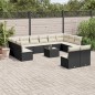 vidaXL 13-tlg. Garten-Sofagarnitur mit Kissen Schwarz Poly Rattan vidaXL 13-tlg. Garten-Sofagarnitur mit Kissen Schwarz Poly Rattan