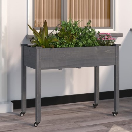 vidaXL Pflanzkübel mit Einsatz und Rollen Grau 118x59x80 cm Tannenholz