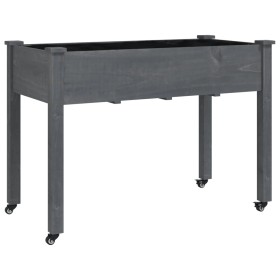 vidaXL Pflanzkübel mit Einsatz und Rollen Grau 118x59x80 cm Tannenholz