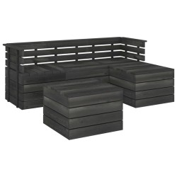 vidaXL 5-tlg. Garten-Sofagarnitur aus Paletten Kiefernholz Dunkelgrau
