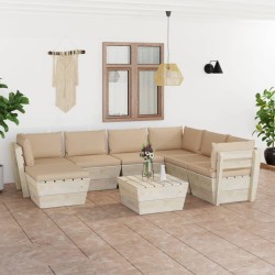 8-tlg. Garten-Sofagarnitur aus Paletten mit Kissen Fichtenholz