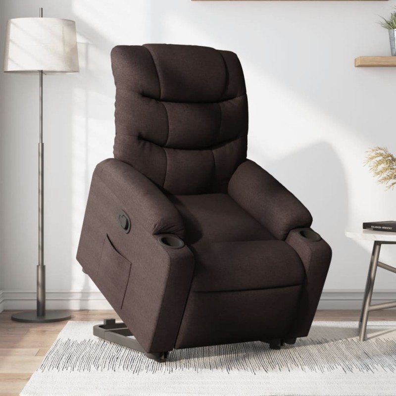 vidaXL Relaxsessel mit Aufstehhilfe Dunkelbraun Stoff vidaXL Relaxsessel mit Aufstehhilfe Dunkelbraun Stoff