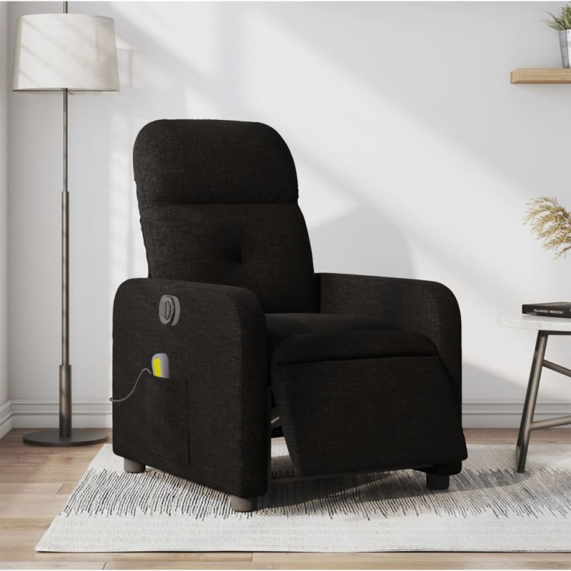 vidaXL Massagesessel Elektrisch Schwarz Stoff vidaXL Massagesessel Elektrisch Schwarz Stoff