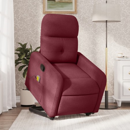 vidaXL Massagesessel mit Aufstehhilfe Weinrot Stoff