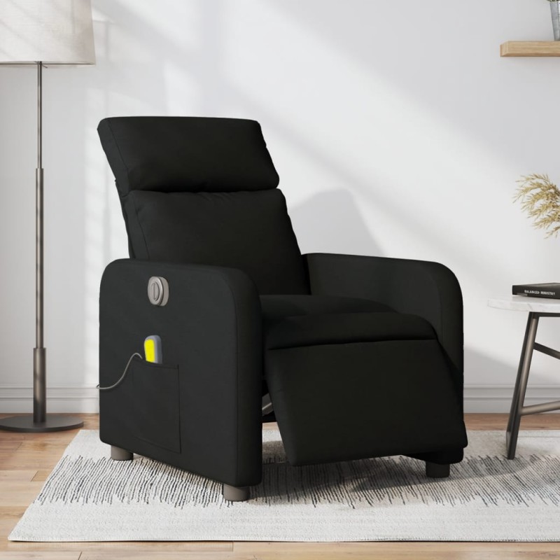 vidaXL Massagesessel Elektrisch Schwarz Stoff vidaXL Massagesessel Elektrisch Schwarz Stoff
