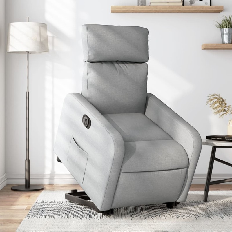 vidaXL Relaxsessel mit Aufstehhilfe Elektrisch Hellgrau Stoff vidaXL Relaxsessel mit Aufstehhilfe Elektrisch Hellgrau Stoff