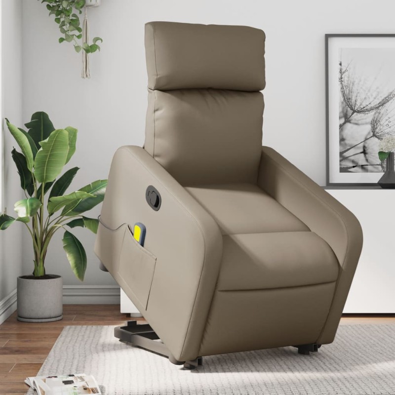 vidaXL Massagesessel mit Aufstehhilfe Cappuccino-Braun Kunstleder vidaXL Massagesessel mit Aufstehhilfe Cappuccino-Braun Kunstleder
