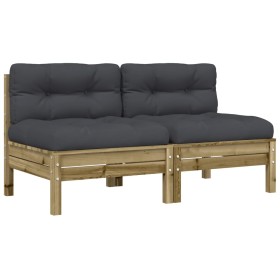 vidaXL Gartensofa ohne Armlehnen mit Kissen 2 Stk. Kiefernholz