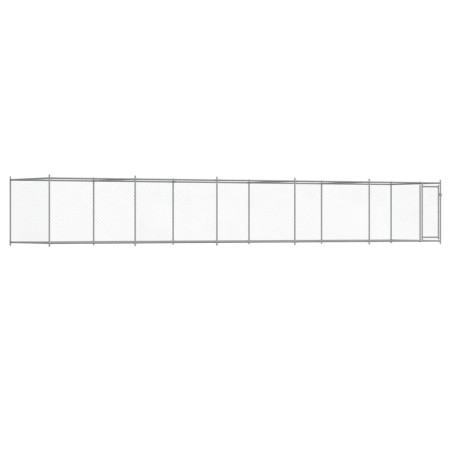 vidaXL Hundezwinger mit Tür Grau 10x2x1,5 m Verzinkter Stahl