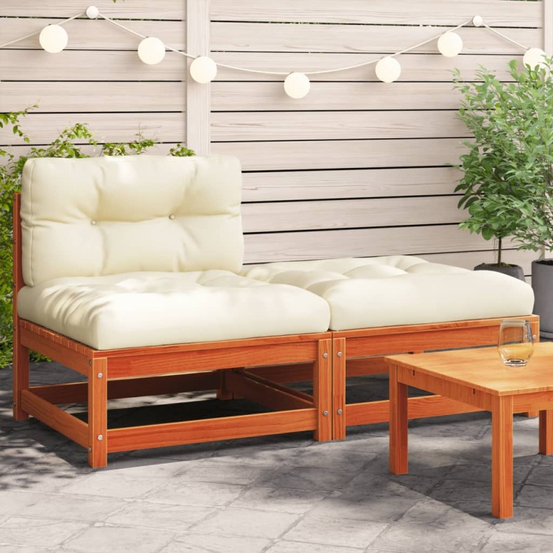 vidaXL Gartensofa ohne Armlehnen mit Kissen und Hocker vidaXL Gartensofa ohne Armlehnen mit Kissen und Hocker