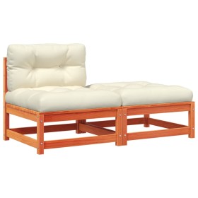 vidaXL Gartensofa ohne Armlehnen mit Kissen und Hocker