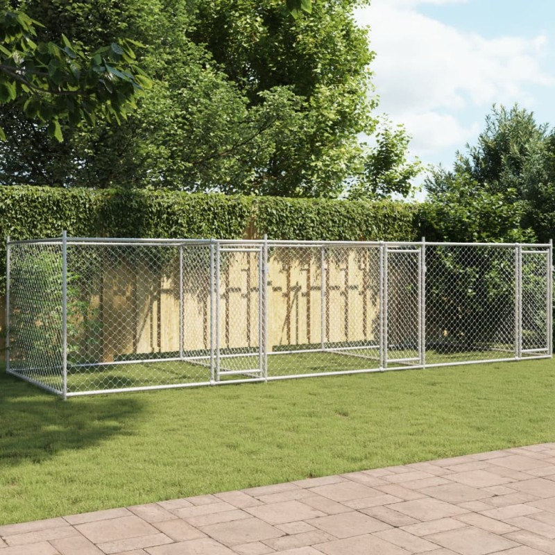 vidaXL Hundezwinger mit Türen Grau 6x2x1,5 m Verzinkter Stahl vidaXL Hundezwinger mit Türen Grau 6x2x1,5 m Verzinkter Stahl
