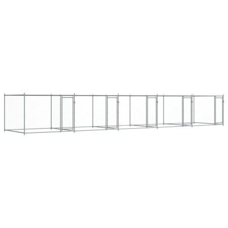 vidaXL Hundezwinger mit Türen Grau 10x2x1,5 m Verzinkter Stahl
