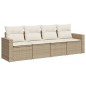 vidaXL 4-tlg. Garten-Sofagarnitur mit Kissen Beige Poly Rattan vidaXL 4-tlg. Garten-Sofagarnitur mit Kissen Beige Poly Rattan
