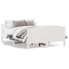 vidaXL Massivholzbett ohne Matratze Weiß 140x190 cm Kiefernholz