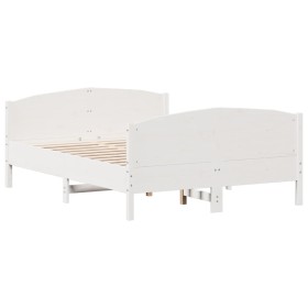 vidaXL Massivholzbett ohne Matratze Weiß 140x190 cm Kiefernholz
