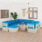 10-tlg. Garten-Sofagarnitur aus Paletten mit Kissen Fichtenholz 10-tlg. Garten-Sofagarnitur aus Paletten mit Kissen Fichtenholz