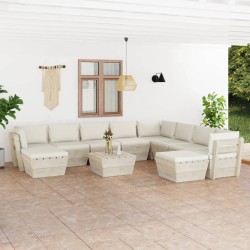 vidaXL 11-tlg. Garten-Sofagarnitur aus Paletten mit Kissen Fichtenholz 