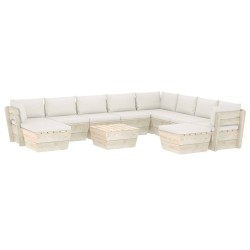 vidaXL 11-tlg. Garten-Sofagarnitur aus Paletten mit Kissen Fichtenholz 