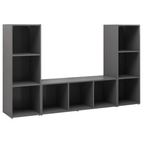 vidaXL TV-Schränke 3 Stk. Grau 107x35x37 cm Holzwerkstoff