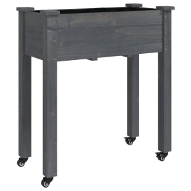 vidaXL Pflanzkübel mit Einsatz und Rollen Grau 71x37x80 cm Tannenholz