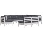 vidaXL 9-tlg. Garten-Lounge-Set mit Kissen Weiß Kiefer Massivholz vidaXL 9-tlg. Garten-Lounge-Set mit Kissen Weiß Kiefer Massivholz