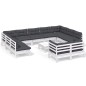 vidaXL 12-tlg. Garten-Lounge-Set mit Kissen Weiß Kiefer Massivholz vidaXL 12-tlg. Garten-Lounge-Set mit Kissen Weiß Kiefer Massivholz