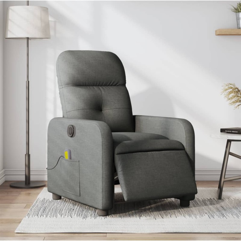 vidaXL Massagesessel Elektrisch Dunkelgrau Stoff vidaXL Massagesessel Elektrisch Dunkelgrau Stoff