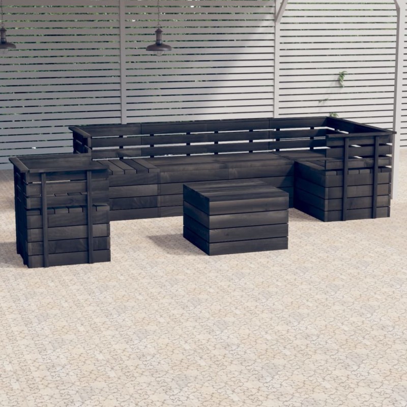 7-tlg. Garten-Sofagarnitur aus Paletten Kiefernholz Dunkelgrau 7-tlg. Garten-Sofagarnitur aus Paletten Kiefernholz Dunkelgrau
