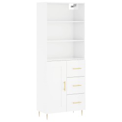 Highboard Hochglanz-Weiß 69,5x34x180 cm Holzwerkstoff