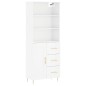 Highboard Hochglanz-Weiß 69,5x34x180 cm Holzwerkstoff Highboard Hochglanz-Weiß 69,5x34x180 cm Holzwerkstoff