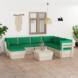 8-tlg. Garten-Sofagarnitur aus Paletten mit Kissen Fichtenholz