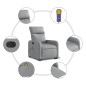 vidaXL Elektrischer Massagesessel mit Aufstehhilfe Hellgrau Stoff vidaXL Elektrischer Massagesessel mit Aufstehhilfe Hellgrau Stoff