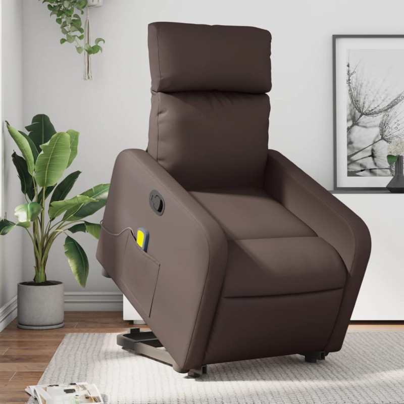 vidaXL Massagesessel mit Aufstehhilfe Braun Kunstleder vidaXL Massagesessel mit Aufstehhilfe Braun Kunstleder