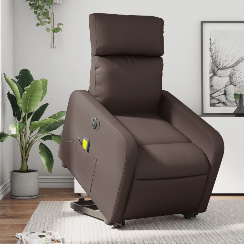 vidaXL Massagesessel mit Aufstehhilfe Elektrisch Braun Kunstleder vidaXL Massagesessel mit Aufstehhilfe Elektrisch Braun Kunstleder