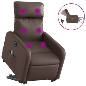 vidaXL Massagesessel mit Aufstehhilfe Elektrisch Braun Kunstleder