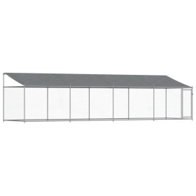vidaXL Hundezwinger mit Dach und Tür Grau 8x2x2 m Verzinkter Stahl
