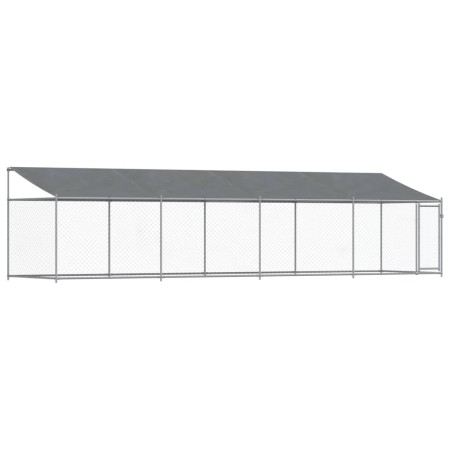 vidaXL Hundezwinger mit Dach und Tür Grau 8x2x2 m Verzinkter Stahl