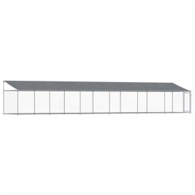 vidaXL Hundezwinger mit Dach und Tür Grau 12x2x2 m Verzinkter Stahl